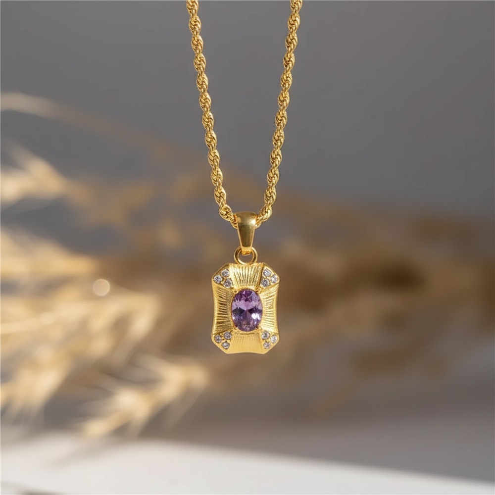Elegant Necklace with Purple Gemstone